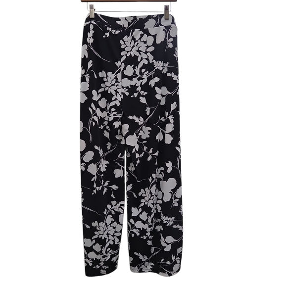 White House Black Market Monochrome Floral Wide Leg Pants - Picture 2 of 6